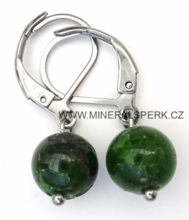 Elegantní náušnice z minerálu chromdiopsid
